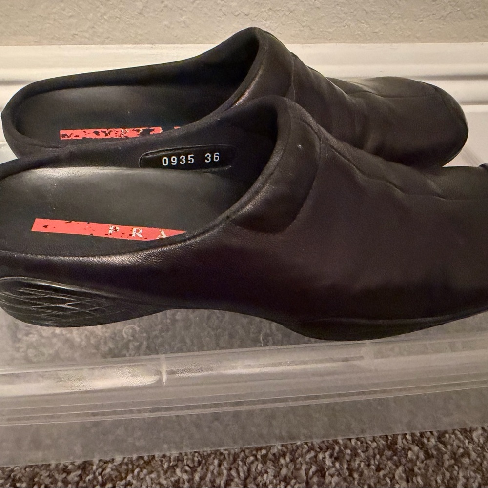 Prada Black Leather Slip-On Flats